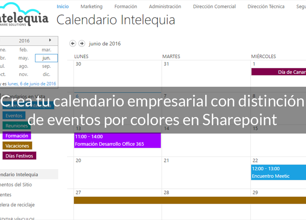 Crea tu calendario con distinción de eventos por colores en Sharepoint